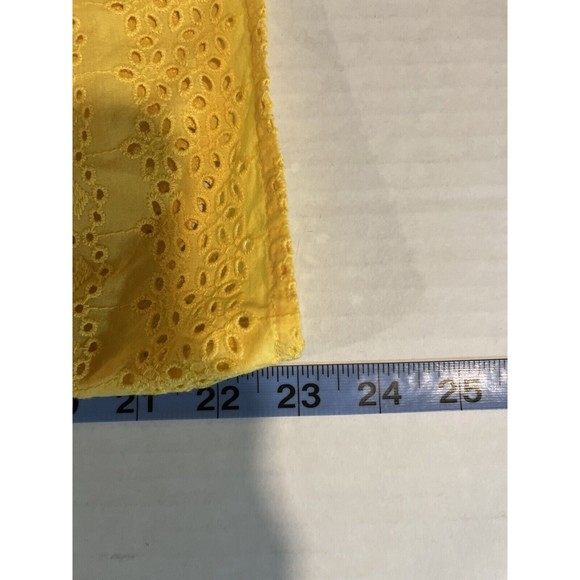 Talbots Petites Women's Yellow Eyelet Cotton Short Sleeve Top - P  Zippered Side - Picture 11 of 12